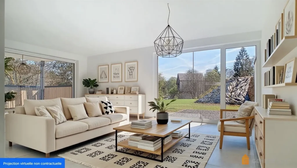 Appartement à vendre à Robertville meublé digitalement grâce à l'intelligence artificielle.